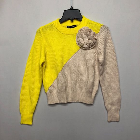 NWT INC Women Long Sleeve Two Tones Knit Sweater Size Small M106 -10 - Picture 1 of 14